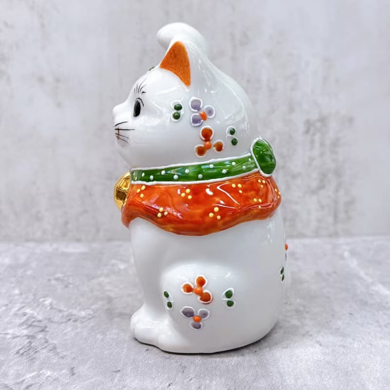 【碎花迎祥】日本九谷燒招財貓 | 小花4號