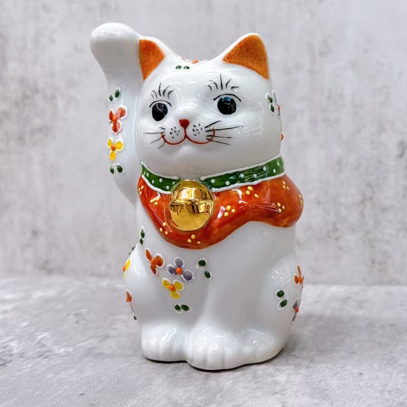 【碎花迎祥】日本九谷燒招財貓 | 小花4號