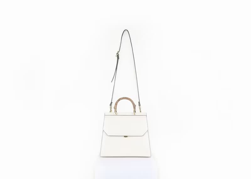 Fir Bag 素皮革木柄手提包 斜背包 側背包 米白色