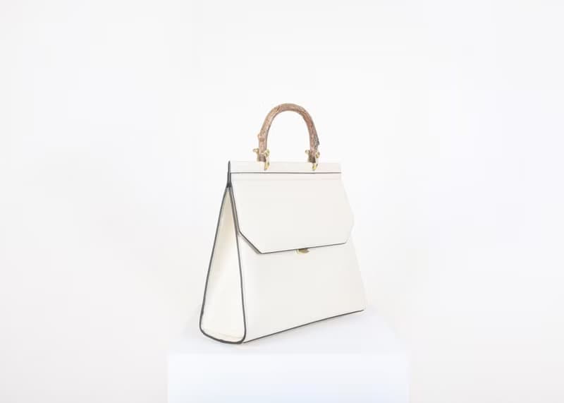 Fir Bag 素皮革木柄手提包 斜背包 側背包 米白色