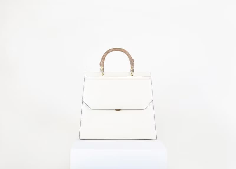 Fir Bag 素皮革木柄手提包 斜背包 側背包 米白色