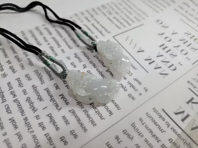 【親翠】天然翡翠 超美果凍膠感灑金貔貅一對