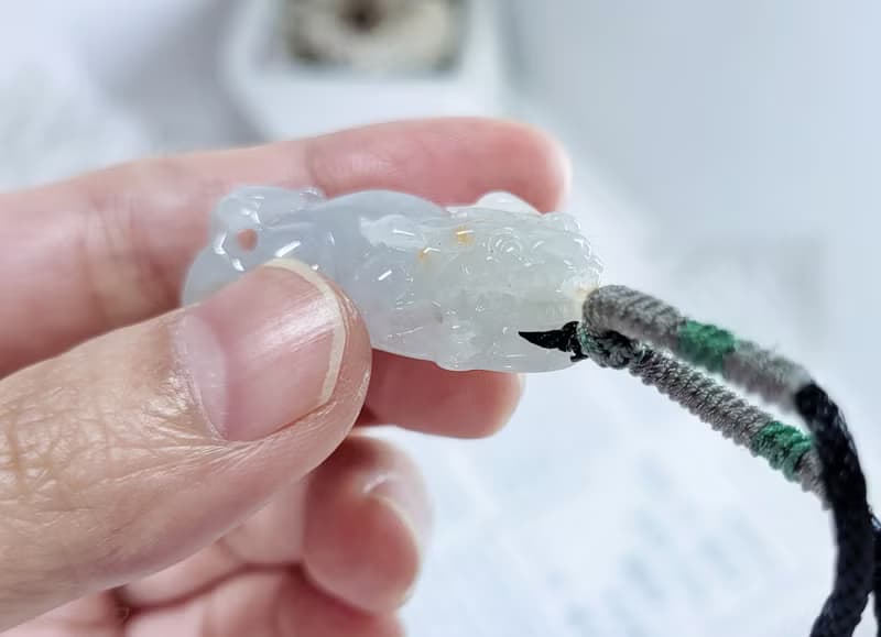 【親翠】天然翡翠 超美果凍膠感灑金貔貅一對