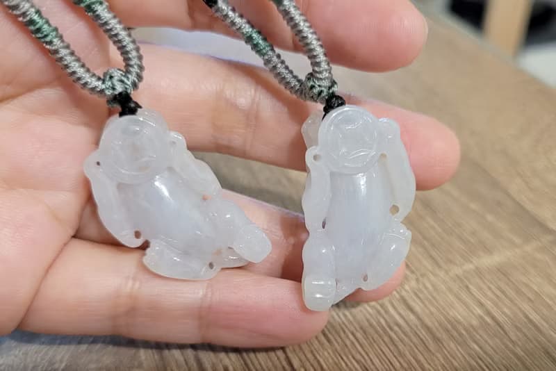 【親翠】天然翡翠 超美果凍膠感灑金貔貅一對