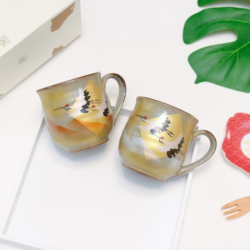【九谷燒雙色金箔鶴】馬克杯
