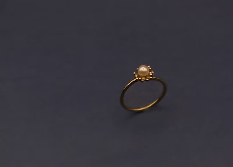 水系列-小水滴珍珠黃銅戒