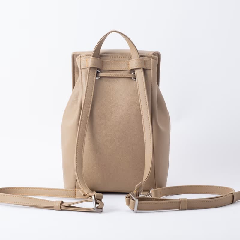 極簡風格兩用後背包 / 水桶包 - 駝色