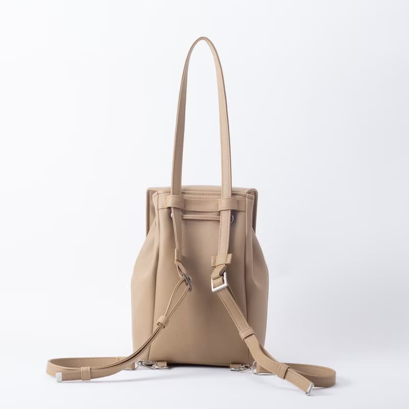 極簡風格兩用後背包 / 水桶包 - 駝色