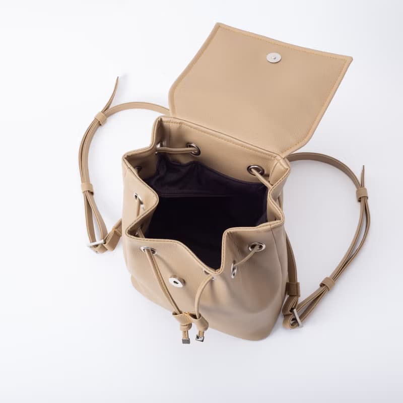極簡風格兩用後背包 / 水桶包 - 駝色