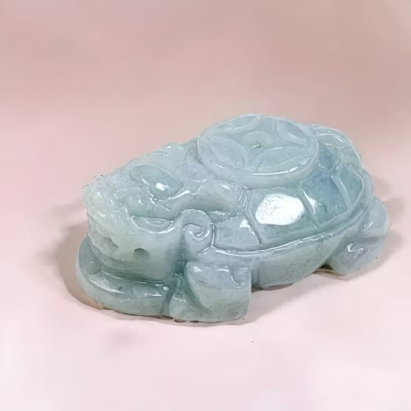 飄花翡翠古錢龍龜 | 天然緬甸玉翡翠A貨 | 送禮
