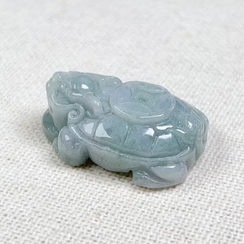 飄花翡翠古錢龍龜 | 天然緬甸玉翡翠A貨 | 送禮