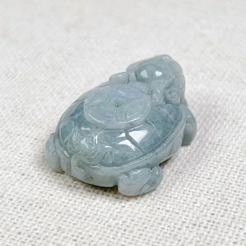 飄花翡翠古錢龍龜 | 天然緬甸玉翡翠A貨 | 送禮