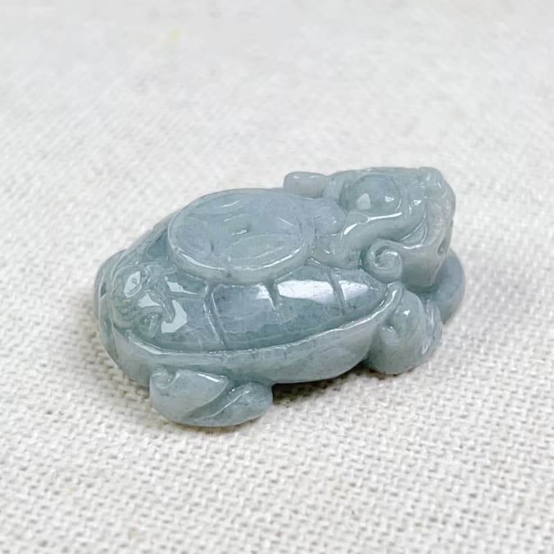飄花翡翠古錢龍龜 | 天然緬甸玉翡翠A貨 | 送禮