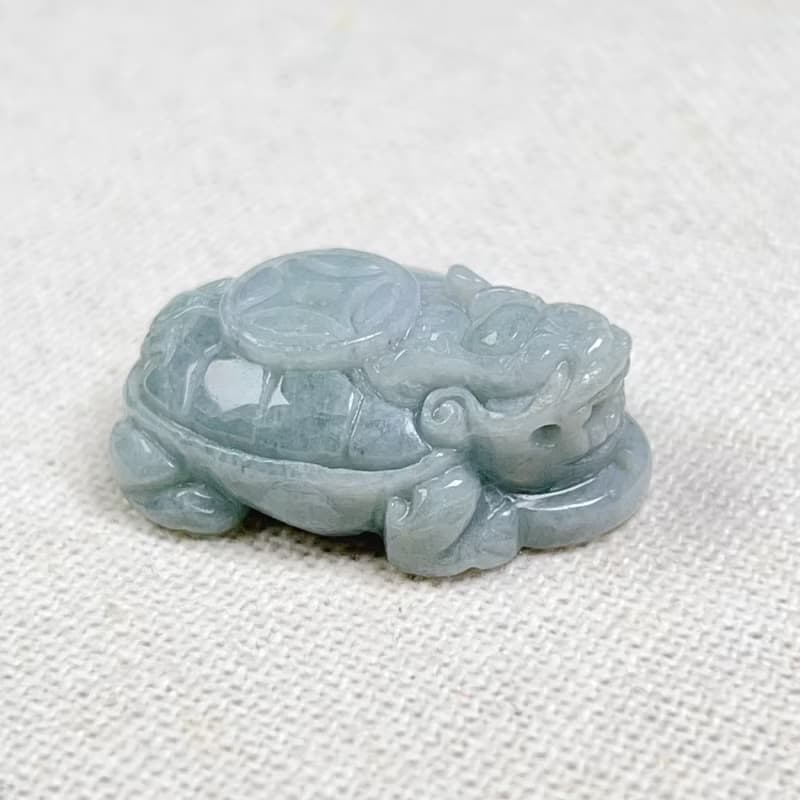 飄花翡翠古錢龍龜 | 天然緬甸玉翡翠A貨 | 送禮