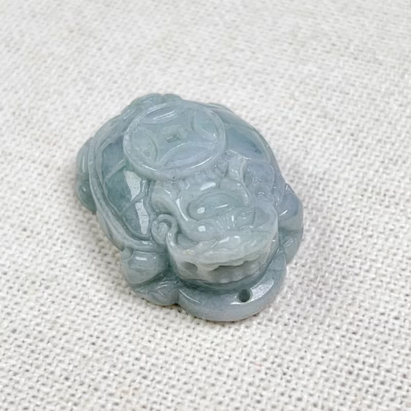 飄花翡翠古錢龍龜 | 天然緬甸玉翡翠A貨 | 送禮