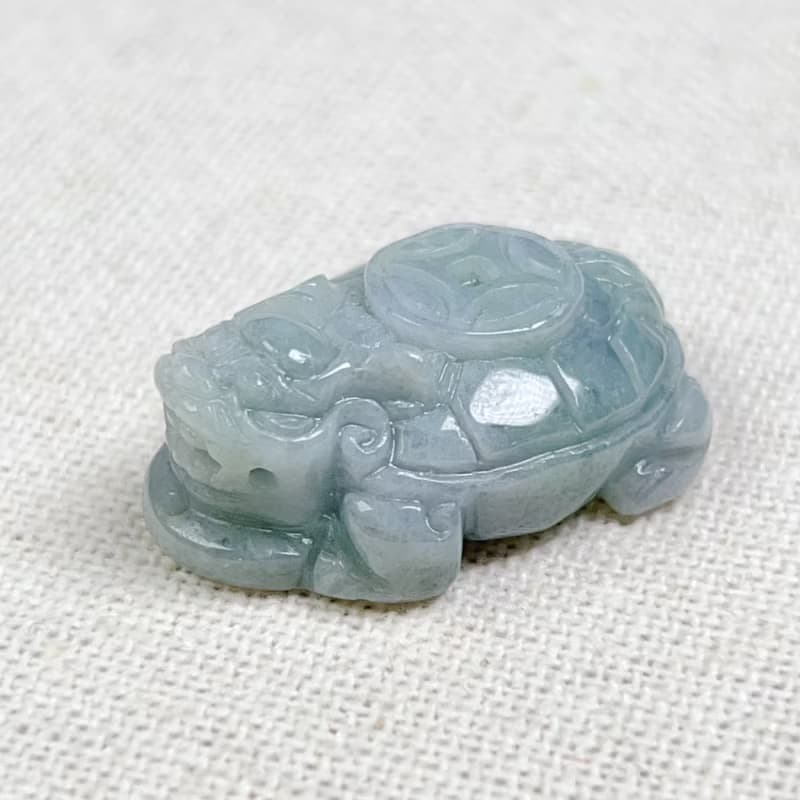 飄花翡翠古錢龍龜 | 天然緬甸玉翡翠A貨 | 送禮