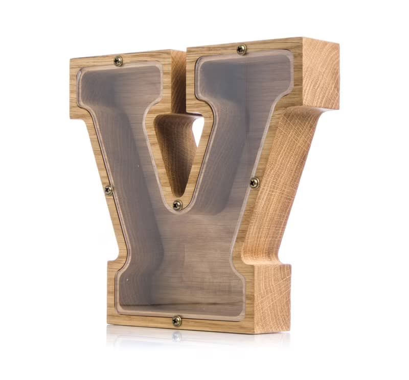 Custom money box frame Unique baby gift Wood tip jar Personalise wooden toy