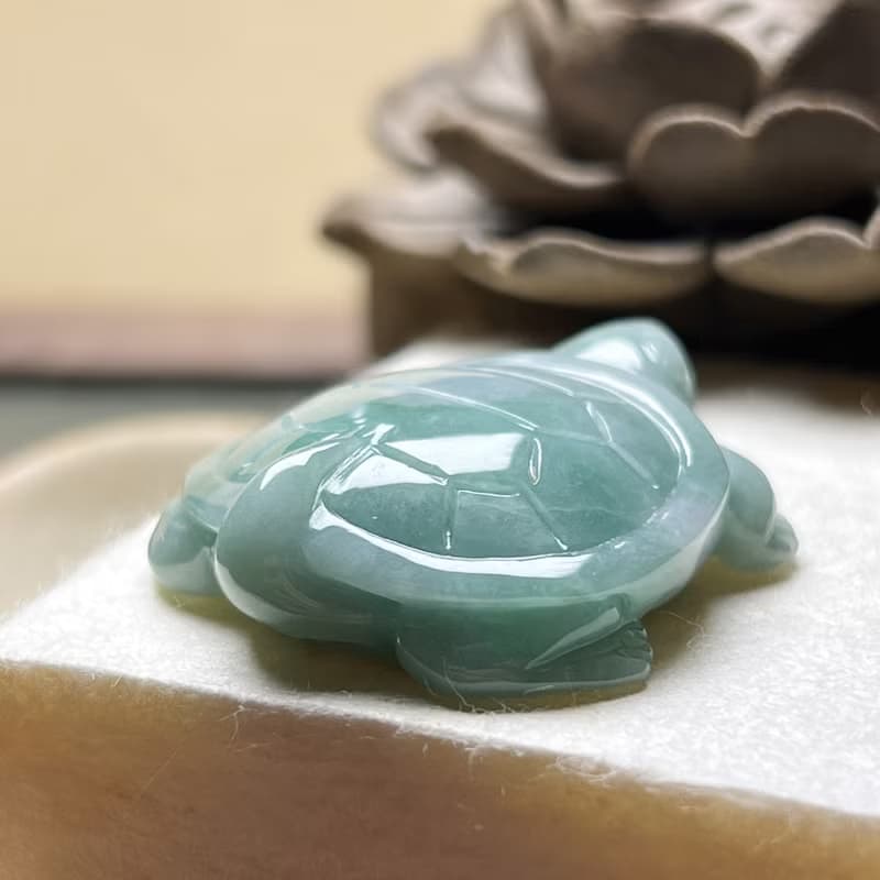 【吉祥‧長壽】飄花翡翠烏龜 | 天然緬甸A貨翡翠 | 送禮