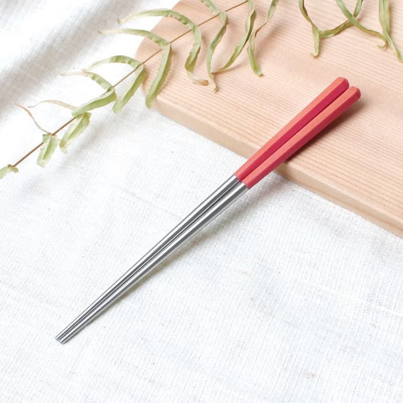 創意六角好筷23cm 珊瑚橘 5雙入