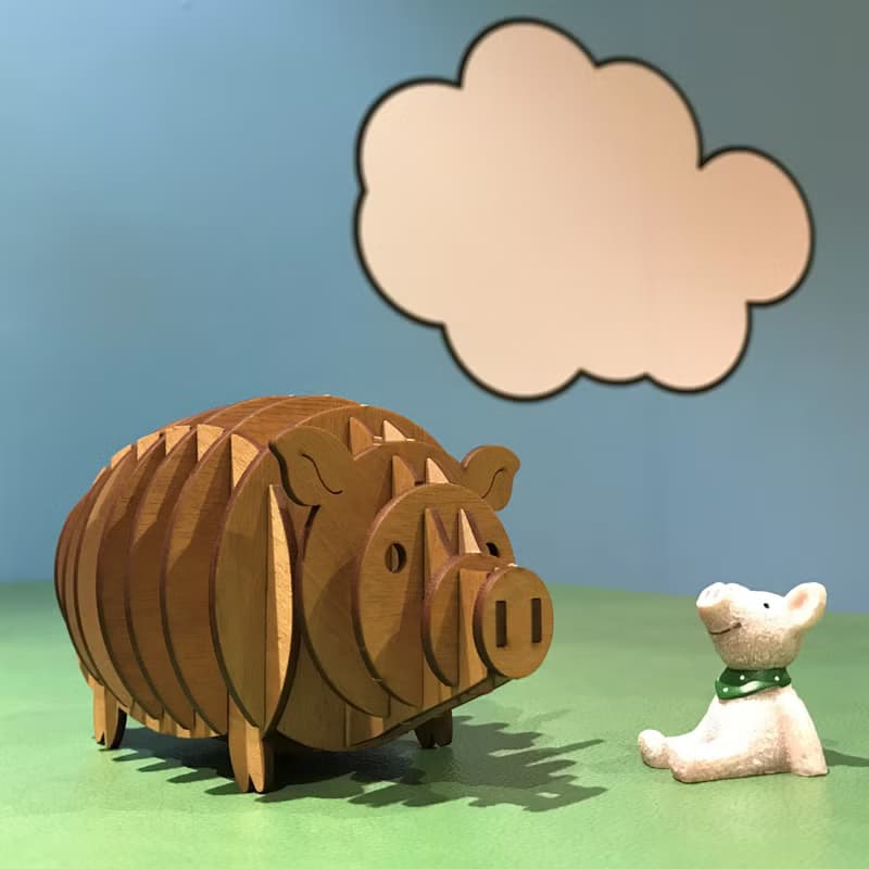 【手作DIY】黃金小豬 木製存錢筒 豬公 撲滿 可愛 實用 質感 送禮