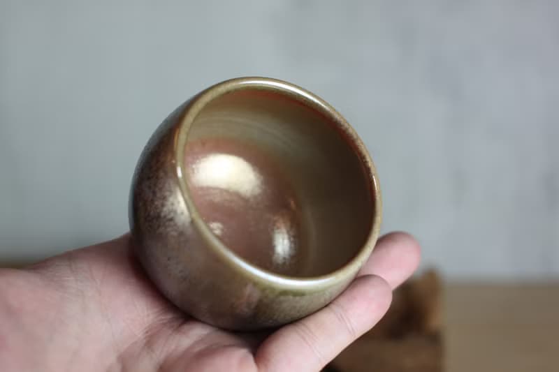【母親節禮物】120ml 柴燒 天目釉 手拉坯茶杯 鶯歌葉敏祥手作