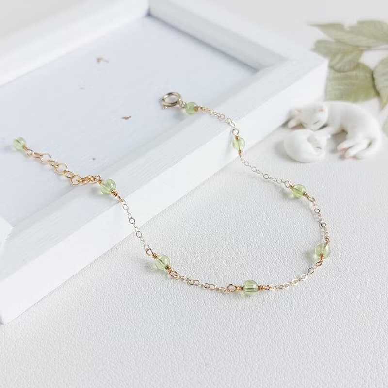 圓圓橄欖石 x 14KGF手鍊