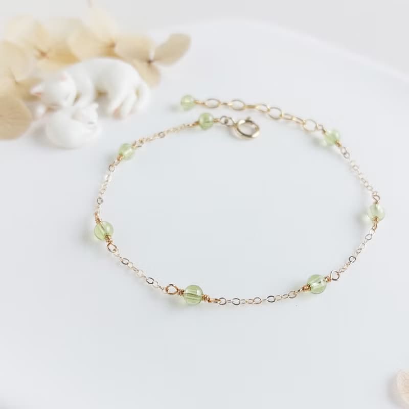 圓圓橄欖石 x 14KGF手鍊
