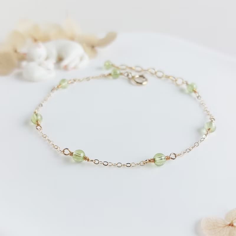 圓圓橄欖石 x 14KGF手鍊