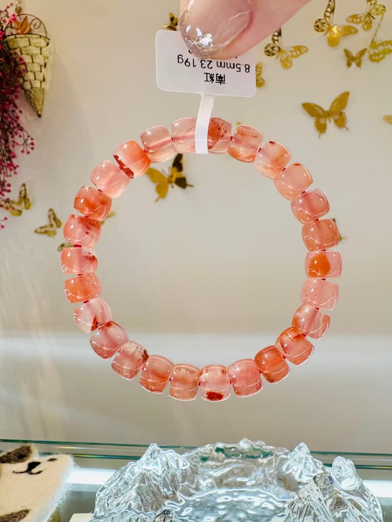 冰飄南紅透感飄花8.5mm23.19g直切珠護身平安辟邪護身符舒緩心神