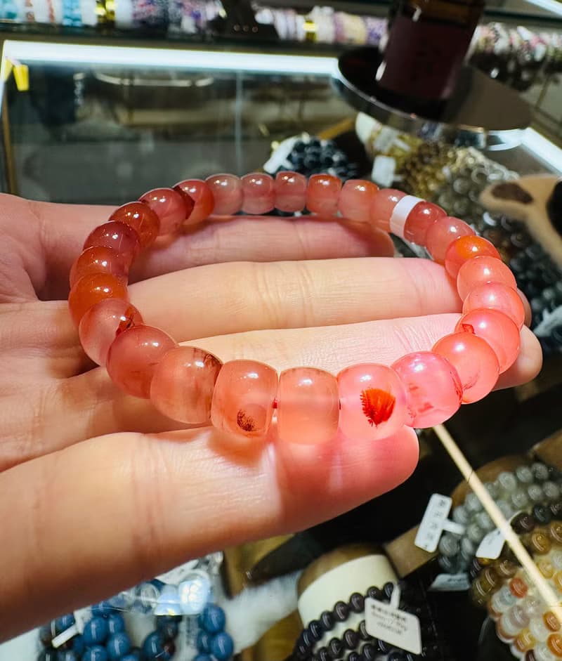 冰飄南紅透感飄花8.5mm23.19g直切珠護身平安辟邪護身符舒緩心神