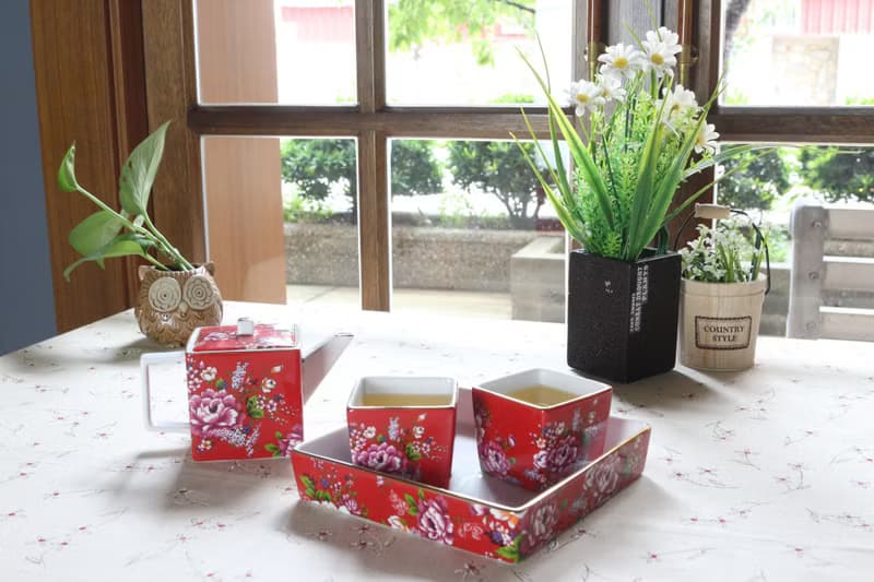 紅花方印壺組/禮盒/壺200cc杯100cc/共7色/吉祥富貴/年節送禮