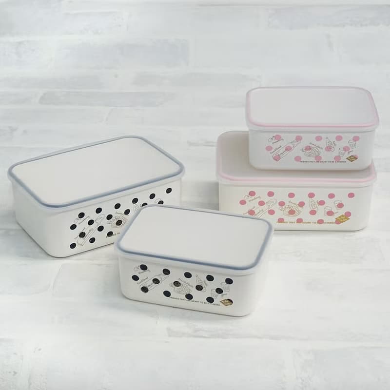 Crony Dots Container L-Size And M-Size 4pcs Set Lunchbox Food Made In Japan