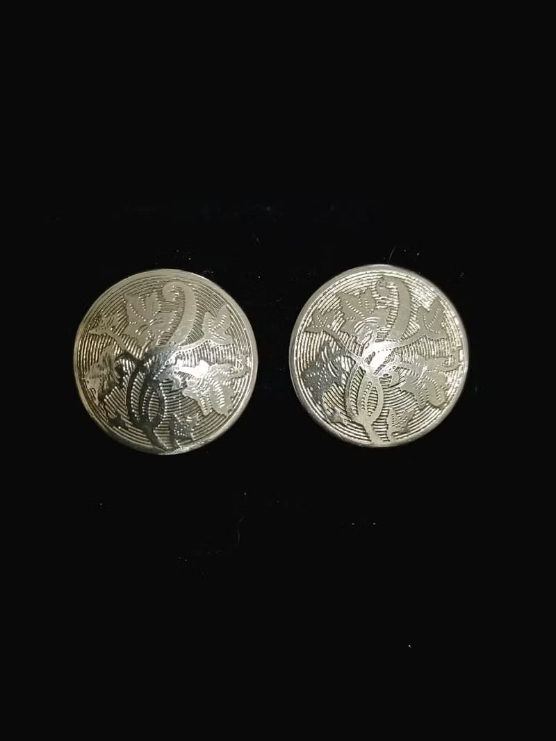 vintage jewelry  古典銀色浮雕花卉 夾式耳環
