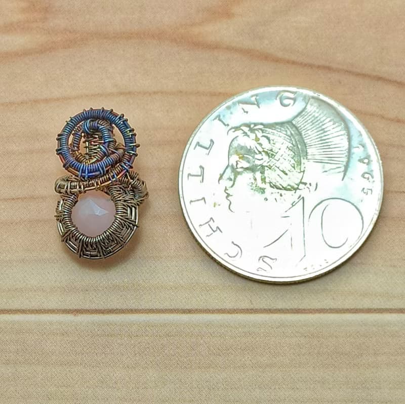 ピンクオパール ペンダント ネックレス チタン ワイヤーラッピング 金属アレルギー対応 a019