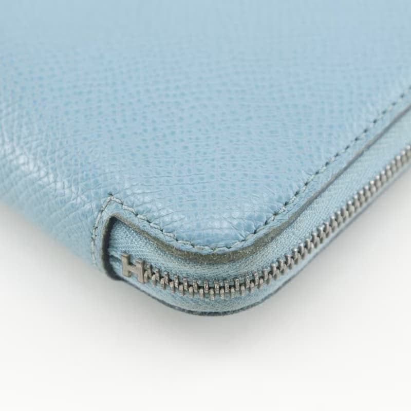 【日本直送】エルメス HERMES アザップシルクイン ロング 長財布 ヴォーエプソン ブルーデュノール 水色 U レディース【中古】