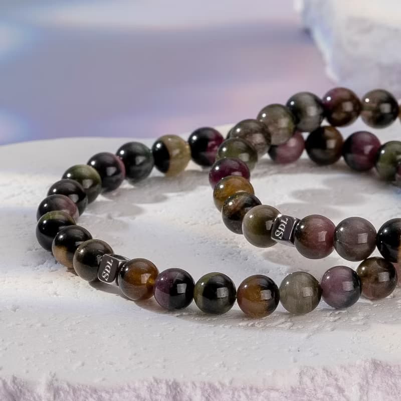 雙色碧璽 | 天然能量手串 | 6-7mm  D14505