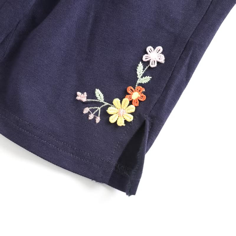 BIR 文藝刺繡七分褲  藏青/灰