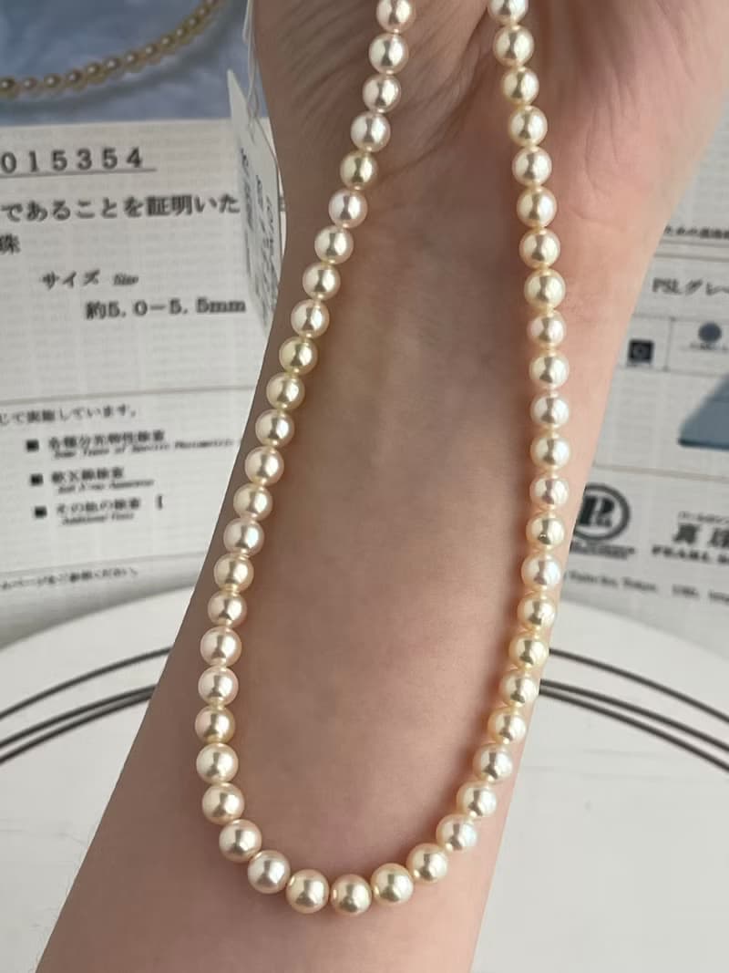 日本直送 珍珠科學研究所 極光玫瑰 最強光澤 5mm Akoya珍珠項鍊