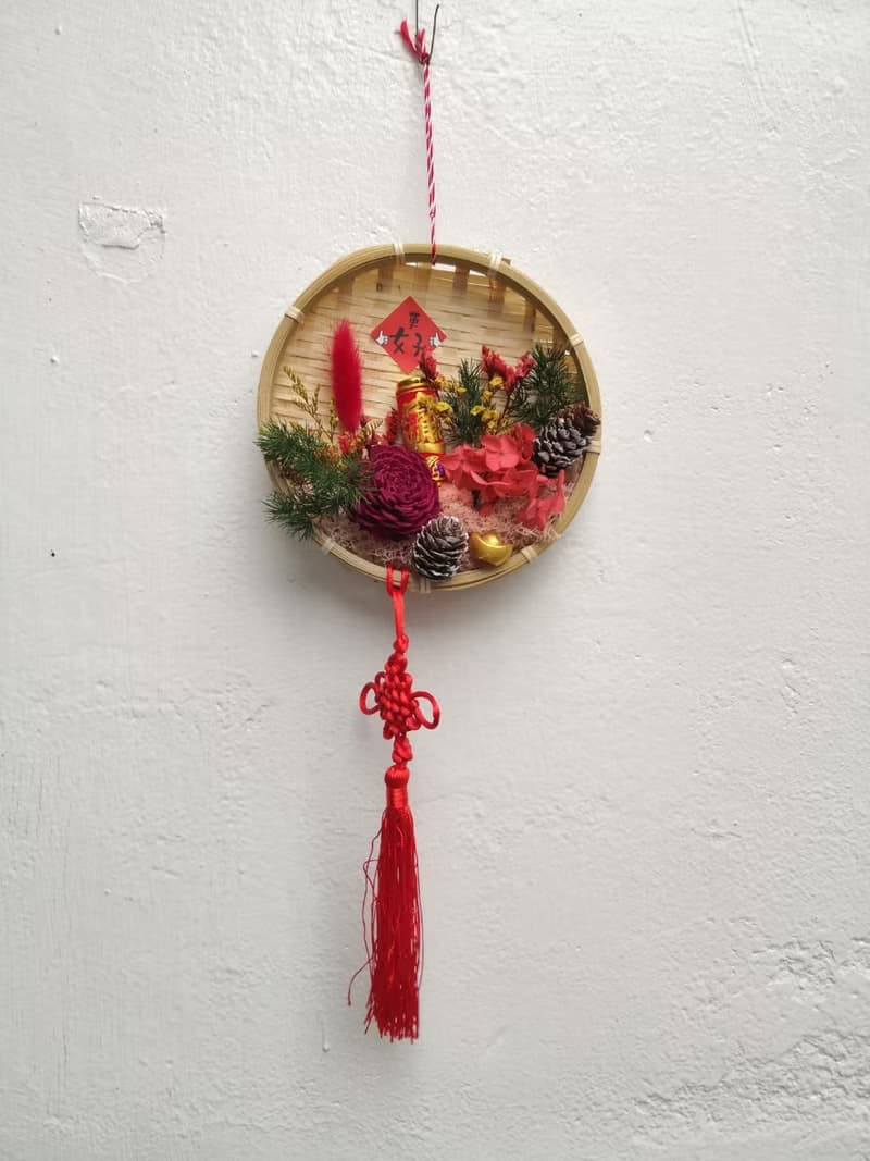 Y006 納福米篩 乾燥花米篩 掛飾 手作材料包 開幕禮 入厝 新年