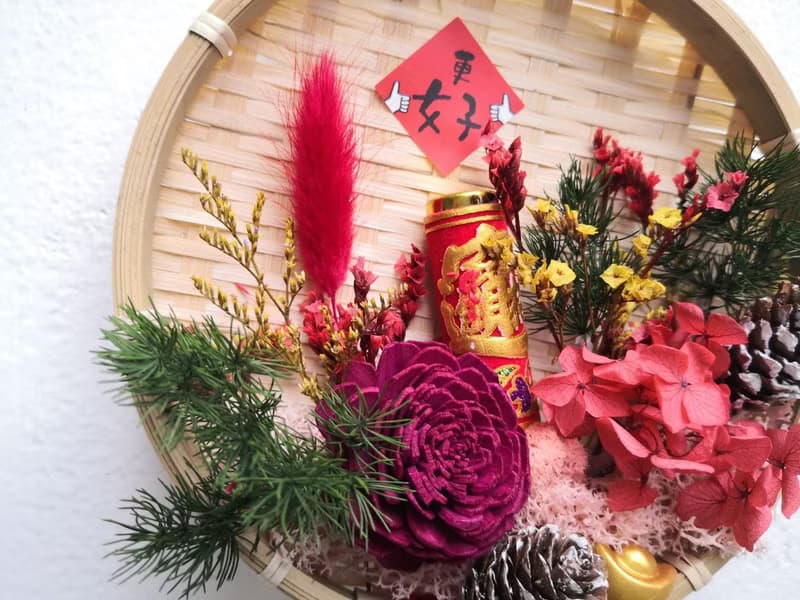 Y006 納福米篩 乾燥花米篩 掛飾 手作材料包 開幕禮 入厝 新年