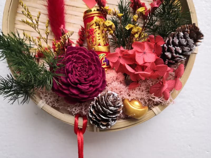 Y006 納福米篩 乾燥花米篩 掛飾 手作材料包 開幕禮 入厝 新年