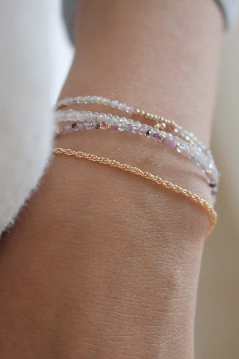 手鍊 二月誕生石 紫水晶 紅寶石 紫幽靈 - 安心 -