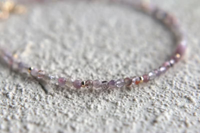 手鍊 二月誕生石 紫水晶 紅寶石 紫幽靈 - 安心 -