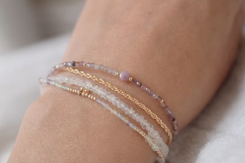 手鍊 二月誕生石 紫水晶 紅寶石 紫幽靈 - 安心 -