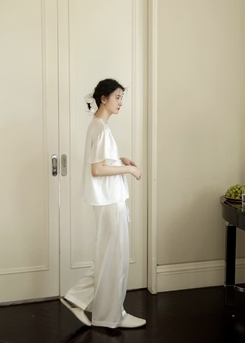 法式復古 22姆米性感真絲睡衣 蕾絲家居服