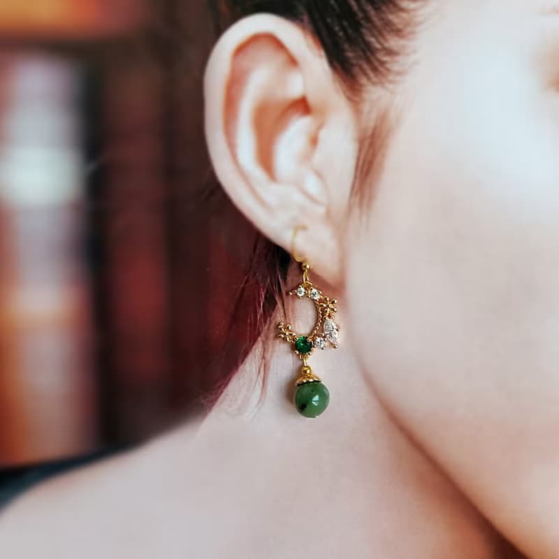 和田碧玉  316醫療鋼   綠野仙蹤耳環