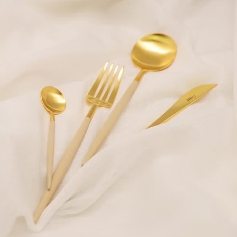 葡萄牙 Cutipol GOA  奶茶金 主餐四件組(刀叉匙+咖啡匙)