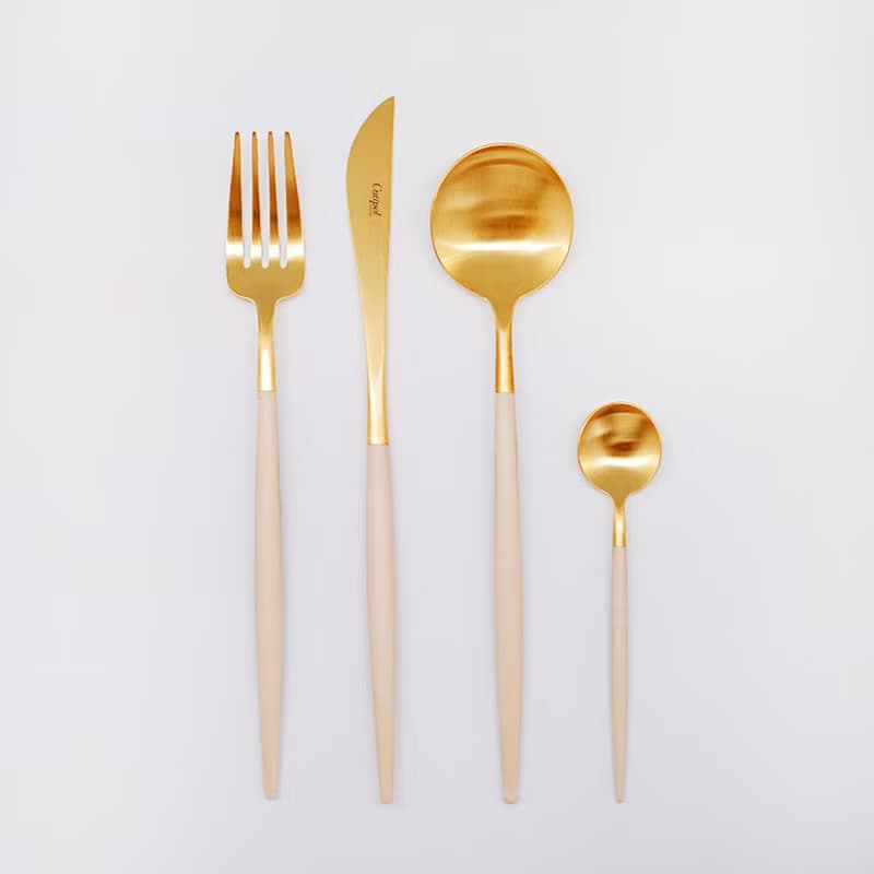 葡萄牙 Cutipol GOA  奶茶金 主餐四件組(刀叉匙+咖啡匙)