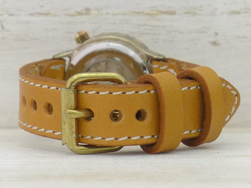 手作り腕時計 BHW068 ミシンステッチ 33mm手巻きBrass ローマ数字インデックス