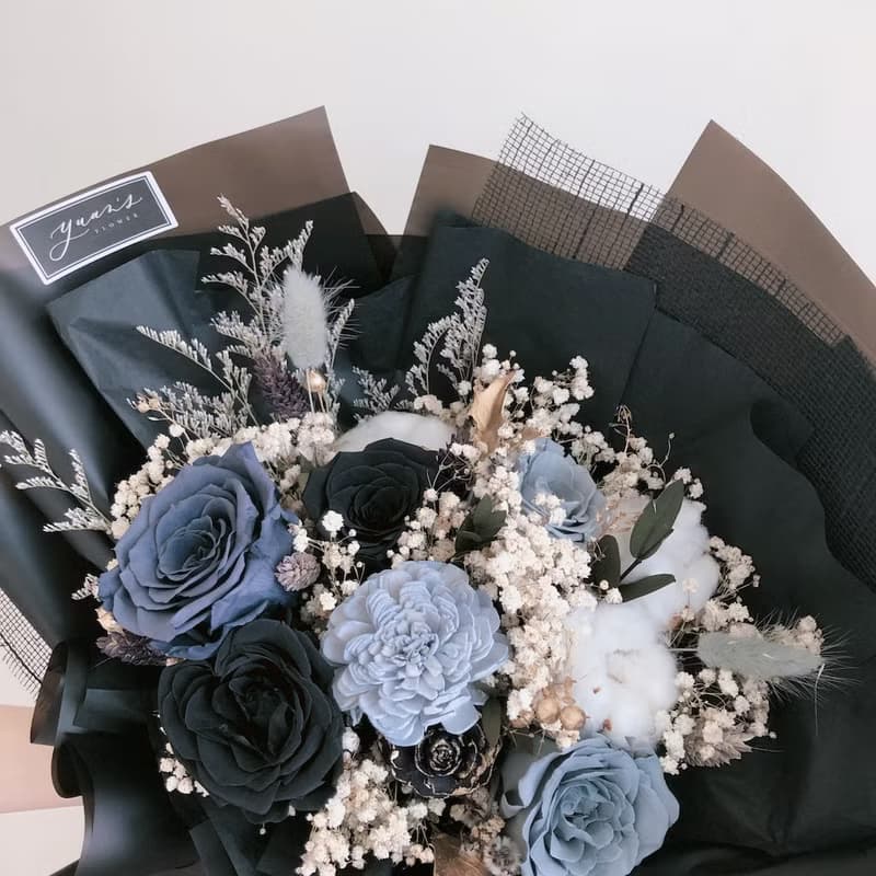 冷黑色 情人節花束 畢業 生日禮物 擴香 永生花 韓式綁花 母親節